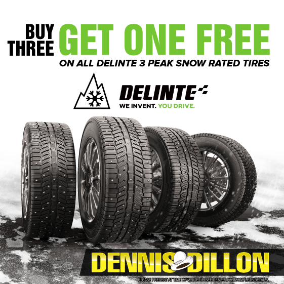 BUY THREE GET ONE FREE ON ALL DELINTE 3 PEAK SNOW RATED TIRES  PLEASE PRESENT AT TIME OF WAITEUR. SEE DEALEAFOHLCOMPLETE DETAILS
