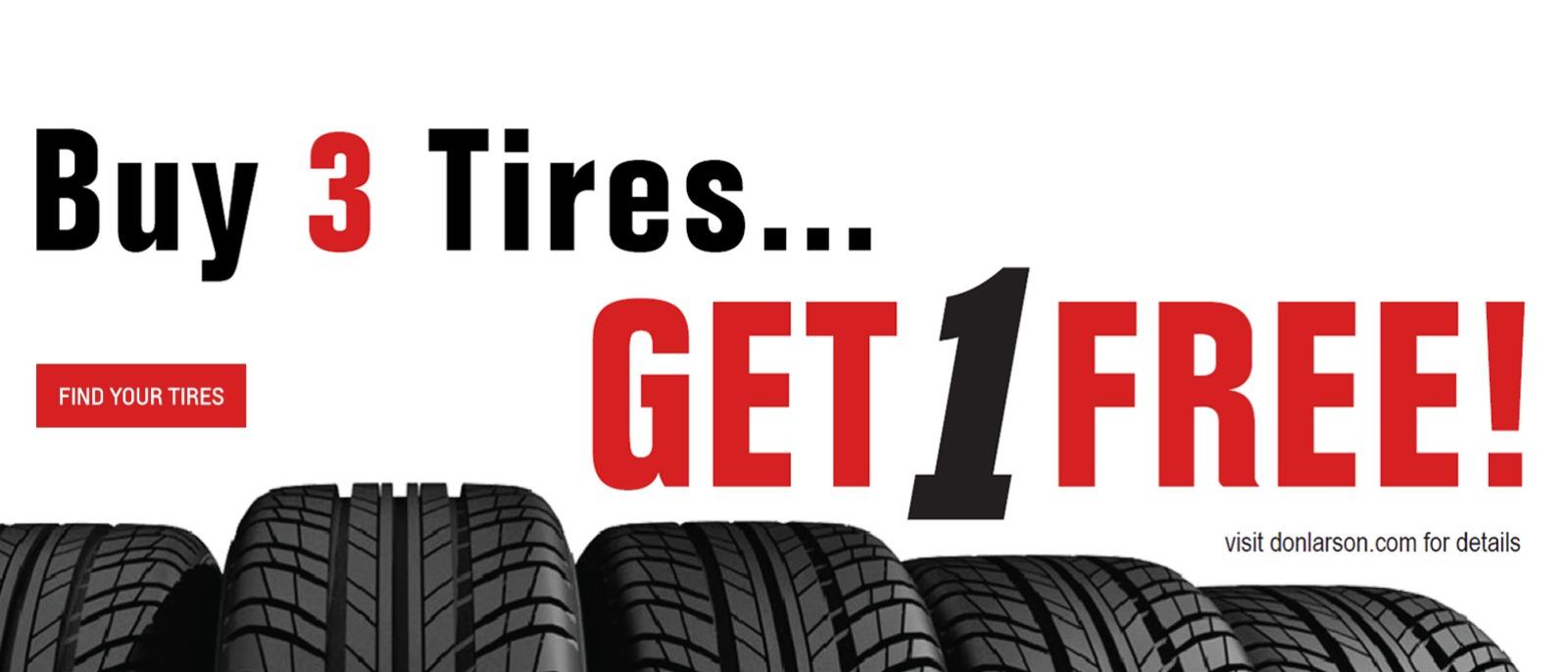 Buy three tires get one free promotion