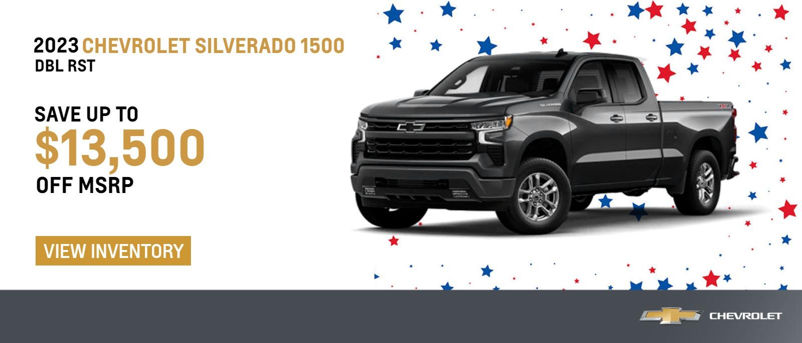 2023 Chevrolet Silverado 1500 DBL RST

Save up to $13,500 OFF MSRP