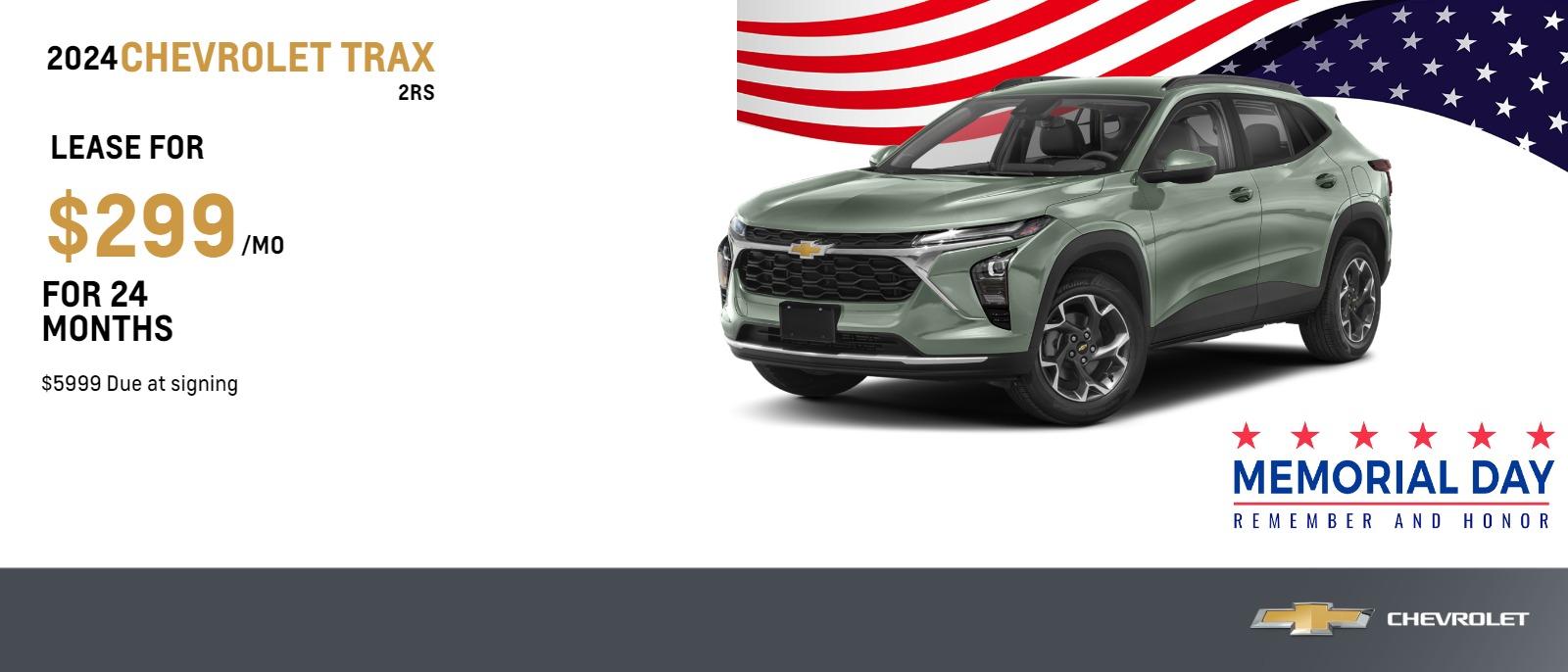 2024 Chevrolet Trax 2RS
$299 Month Lease | 24 Months | $5999 Due at signing