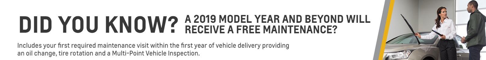 Did you know? A 2019 model year and beyond will receive a free maintenance?