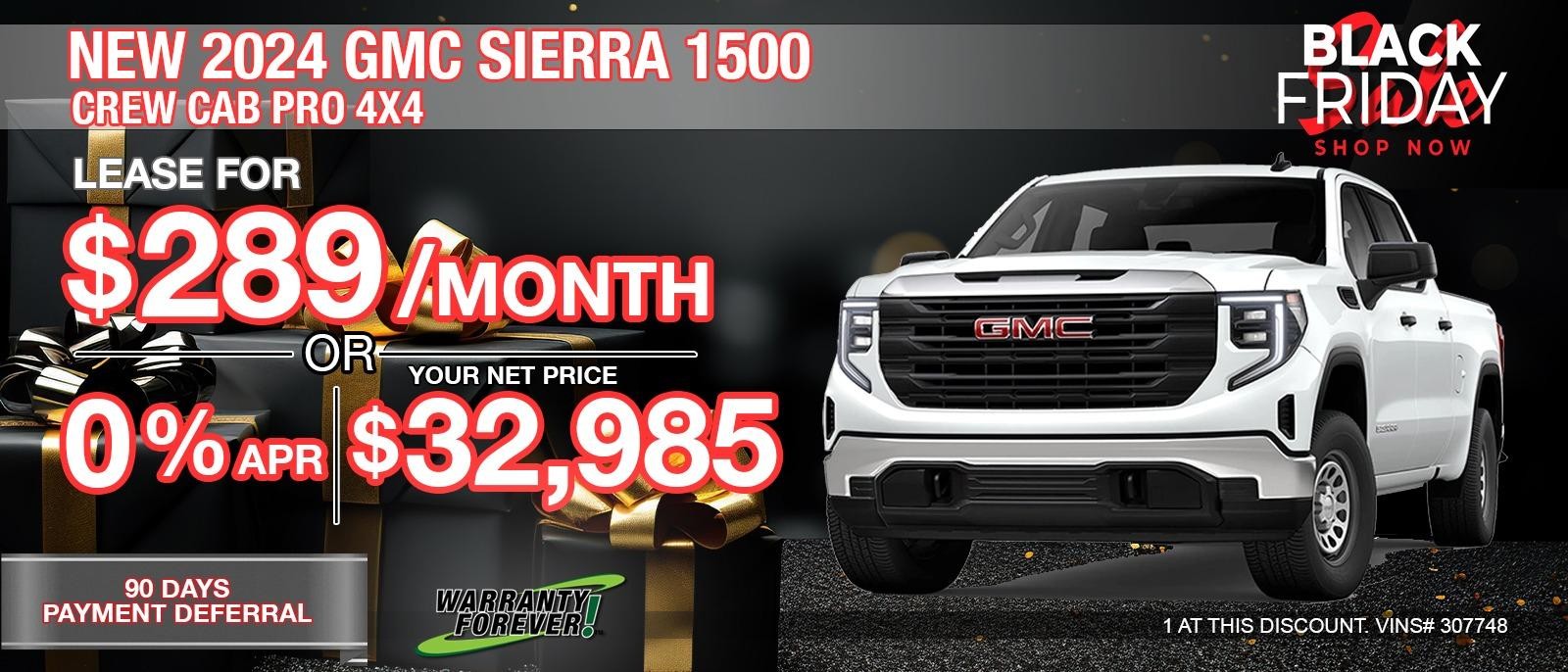 2024 GMC SIERRA 1500 CREW CAB 4WD PRO. Your Net Price $32,985.