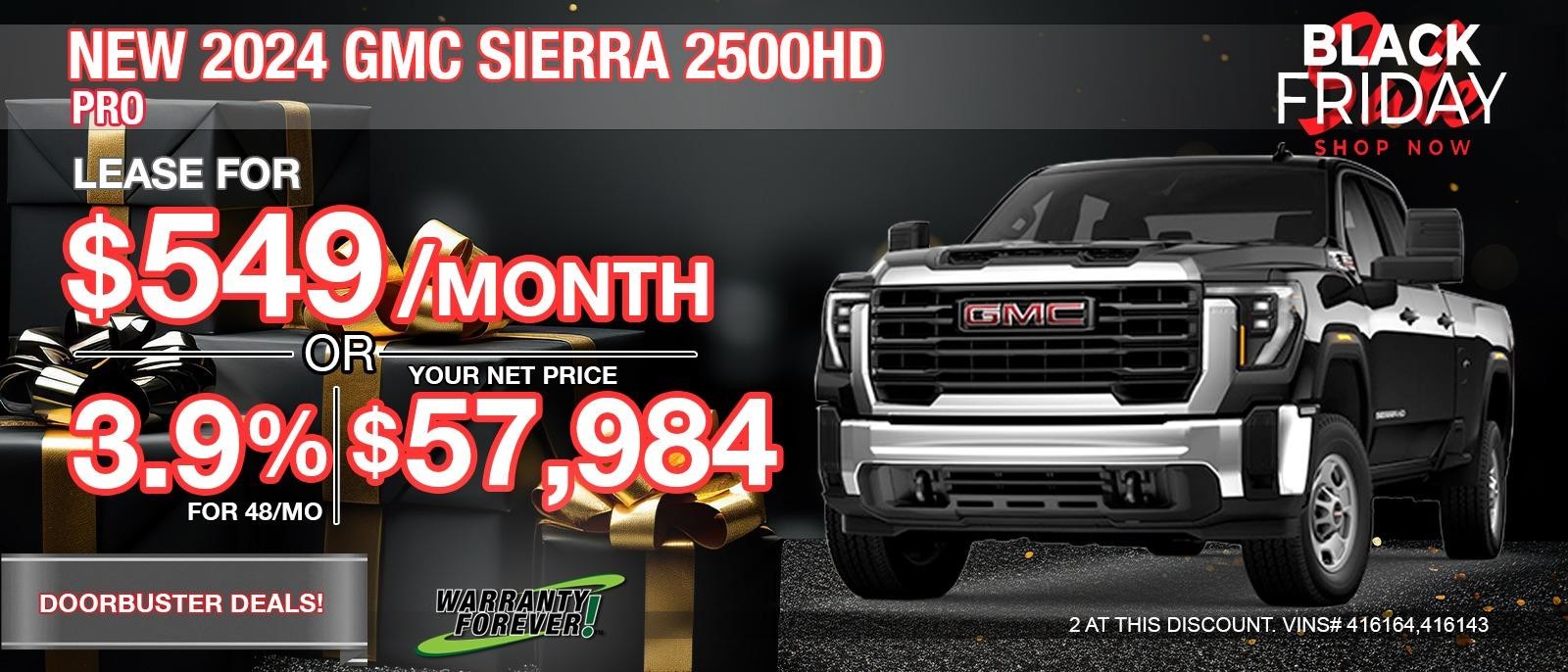 2024 GMC SIERRA 2500HD PRO. Your Net Price After All Offers $57,984.