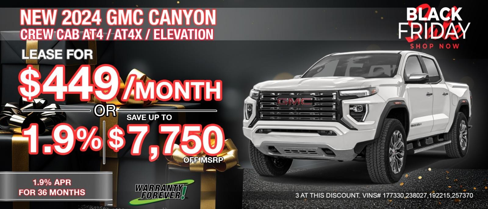 2024 GMC CANYON CREW CAB AT4X.  SAVE UP TO $7,750 OFF MSRP.