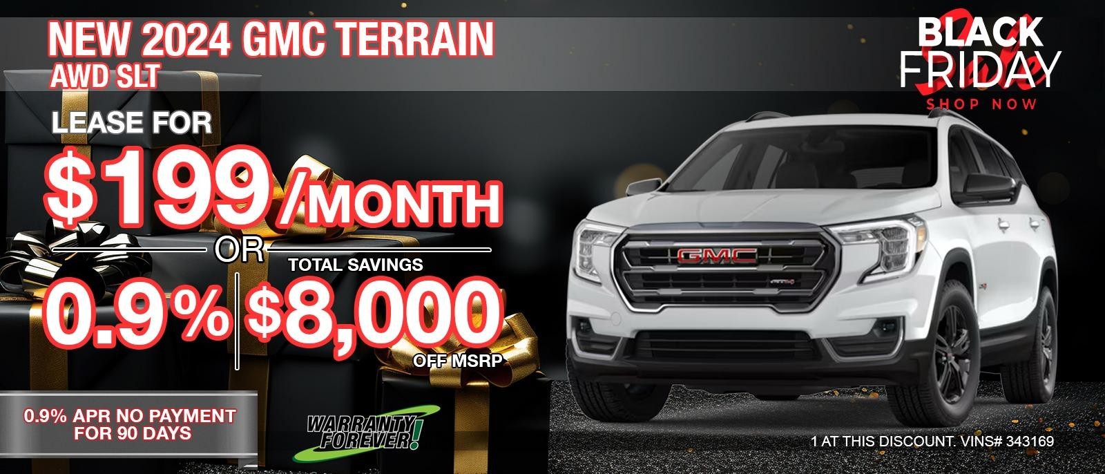 2024 GMC Terrain AWD SLT. Your Total Savings After All Offers $8,000 OFF MSRP.