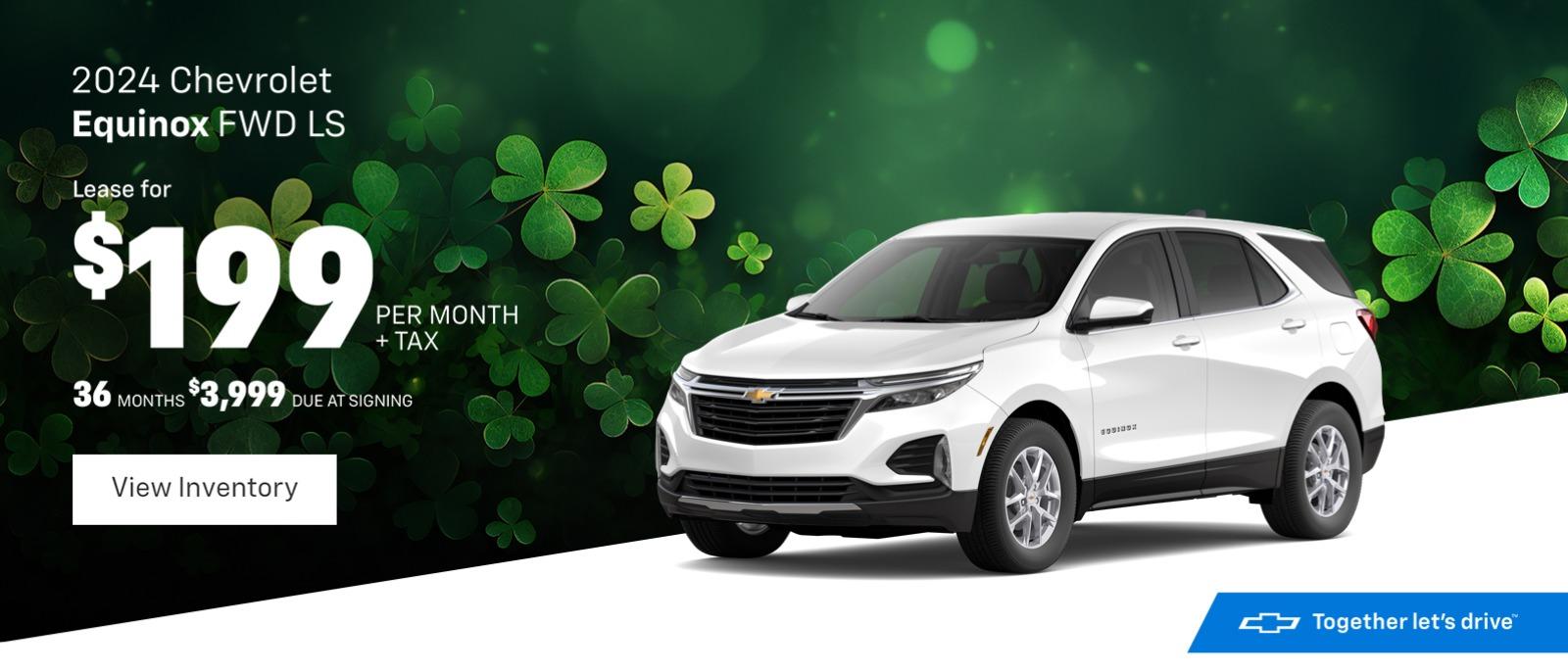 2024 Chevrolet Equinox FWD LS Lease for $199 PER MONTH + TAX 36 MONTHS $3,999 DUE AT SIGNING