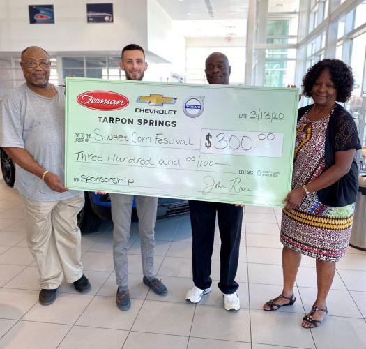Ferman Chevrolet of Tarpon Springs donates $300 to help sponsor Sweet Corn Festival