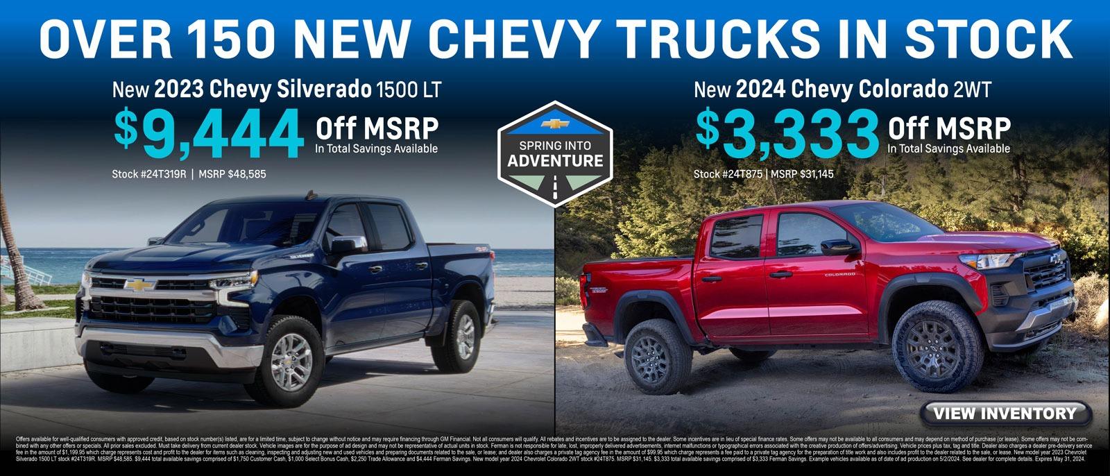 May Truck Savings on over 150 New Silverado and Colorado's