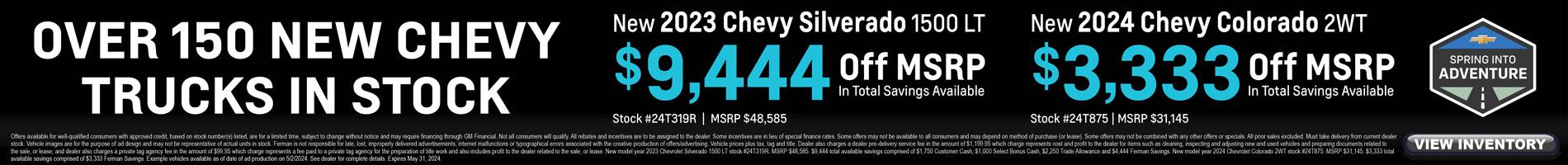 May Truck Savings on over 150 New Silverado and Colorado