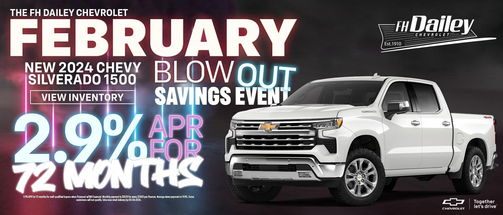 Blow Out Savings event! 2.9% for 72 months!