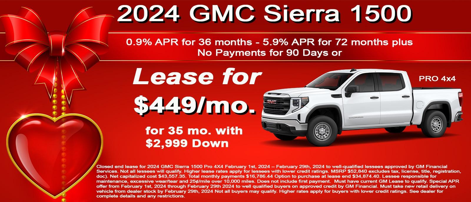Get your new 2024 Sierra 1500 for only $449 month