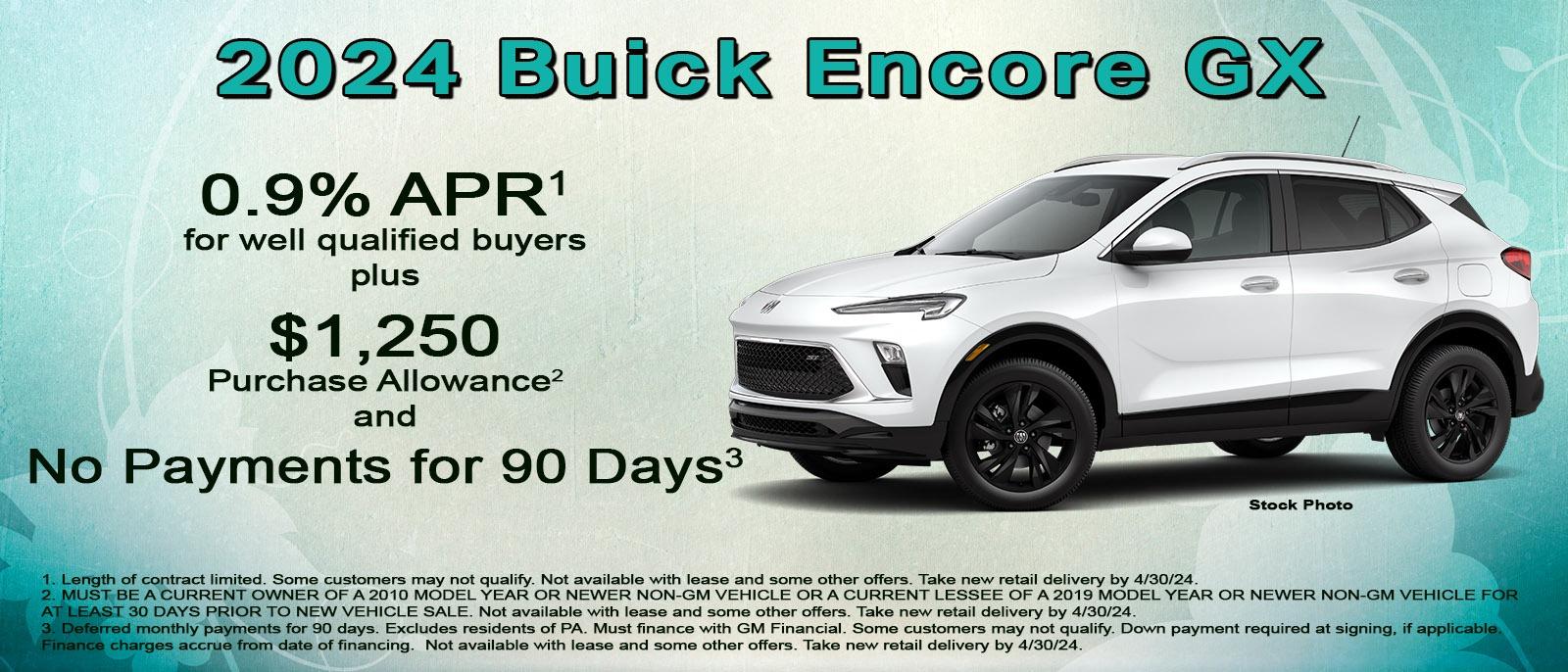 No payments for 90 days on your new Buick Encore GX
