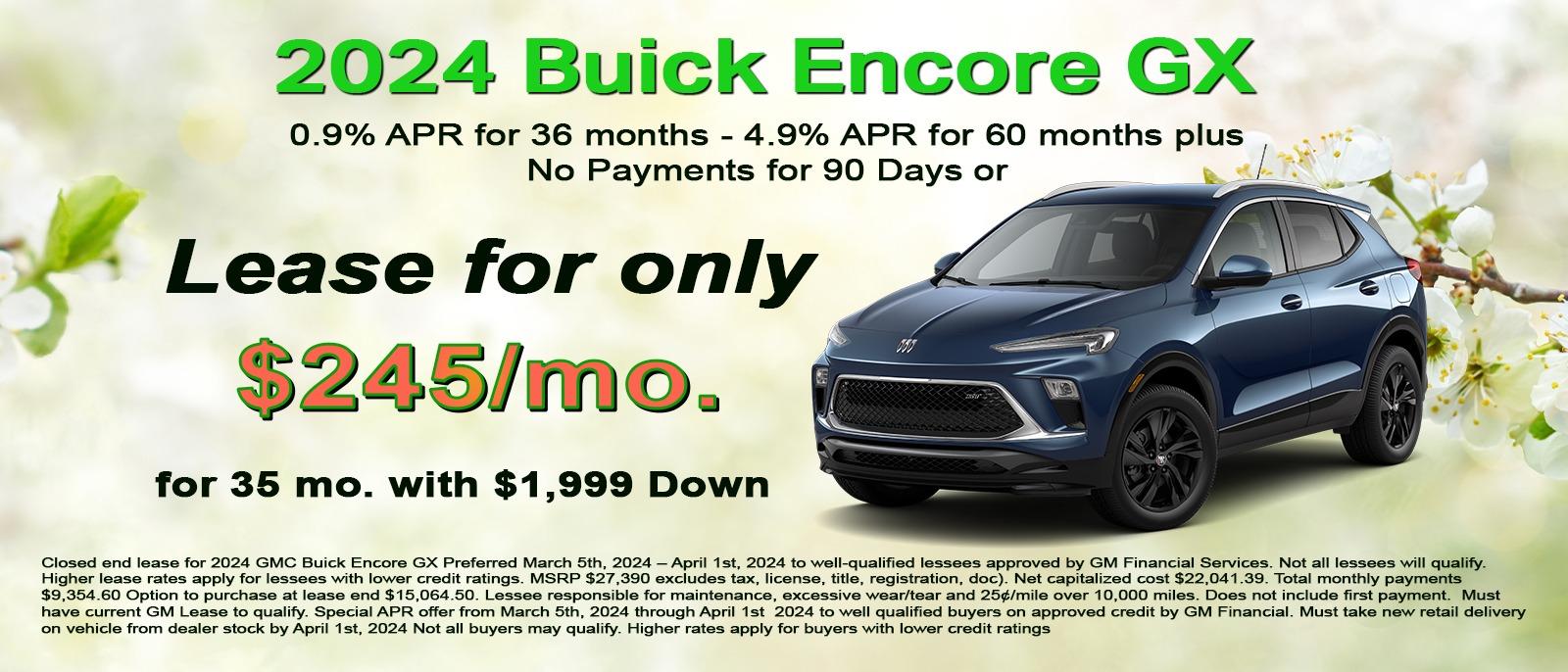 Lease your new Buick Encore GX for only $245 per month