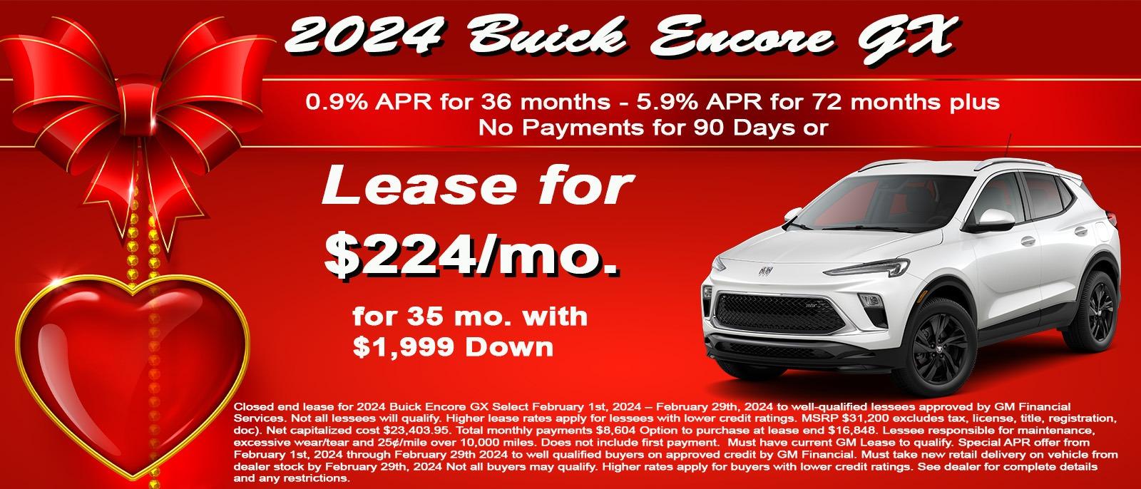 Lease your new 2024 Buick GX for only $224