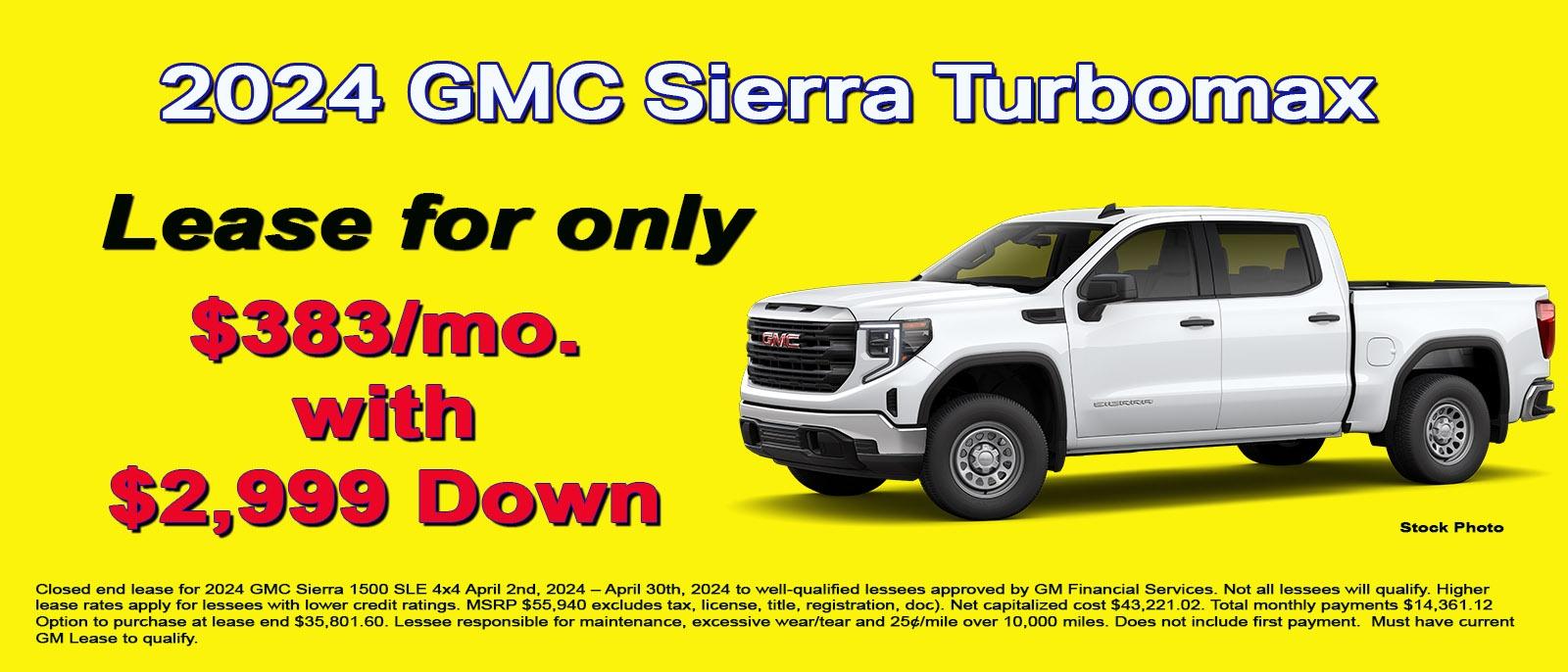 Lease your new GMC Sierra for under $400 per month