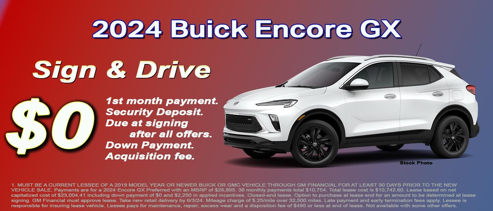 $0 due at signing on your new Buick Encore GX