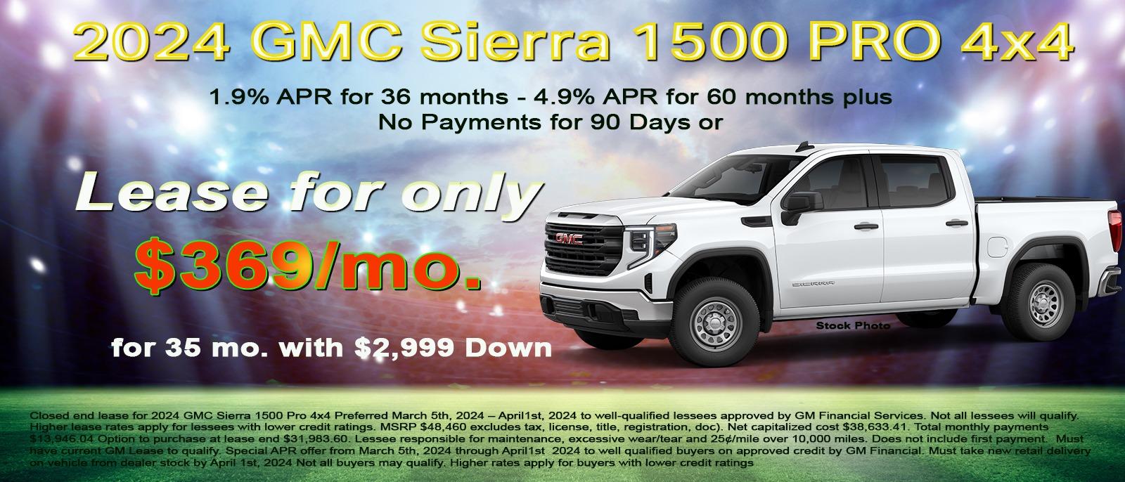 Lease your new Sierra 1500 for only $369 per month