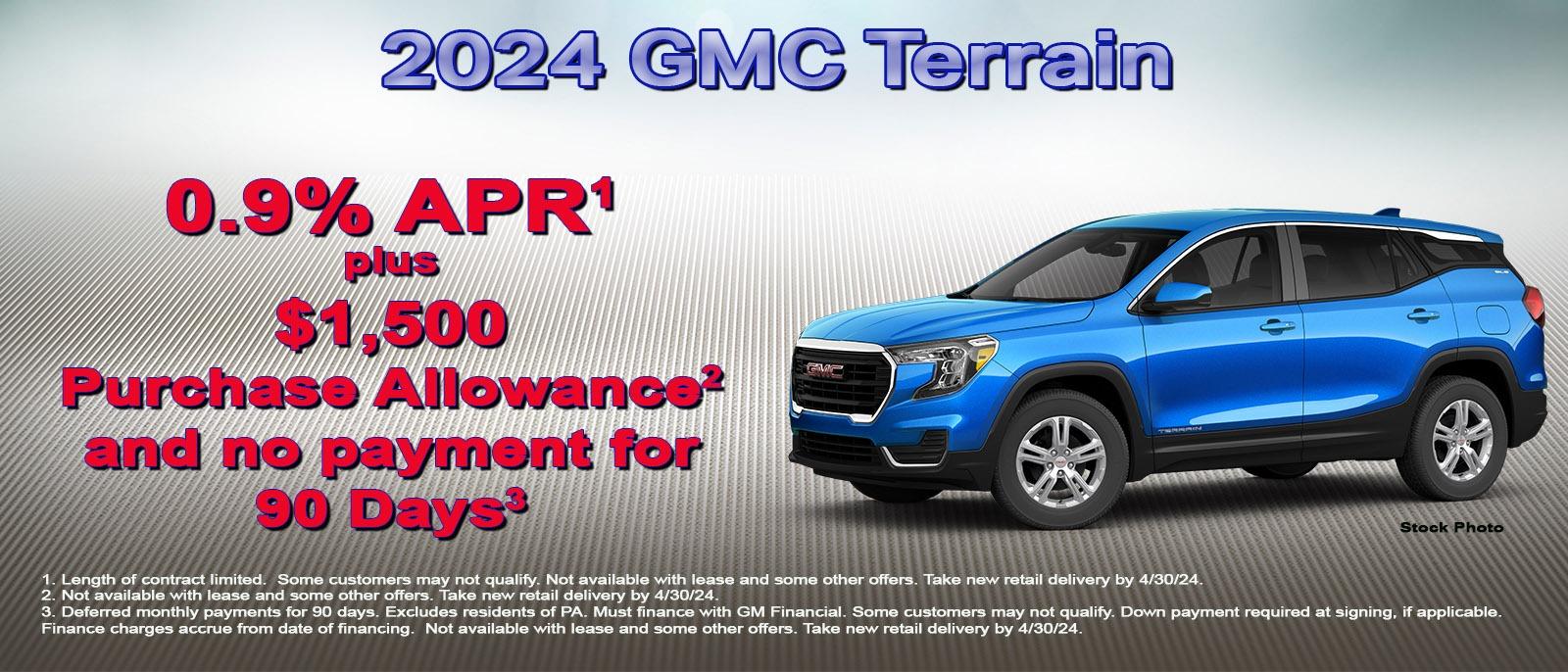 No payments for 90 days on your new GMC Terrain