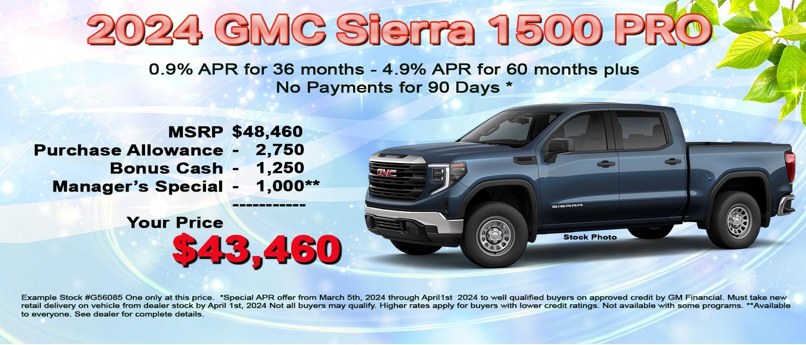 Save $5000 on your new 2024 GMC Sierra now