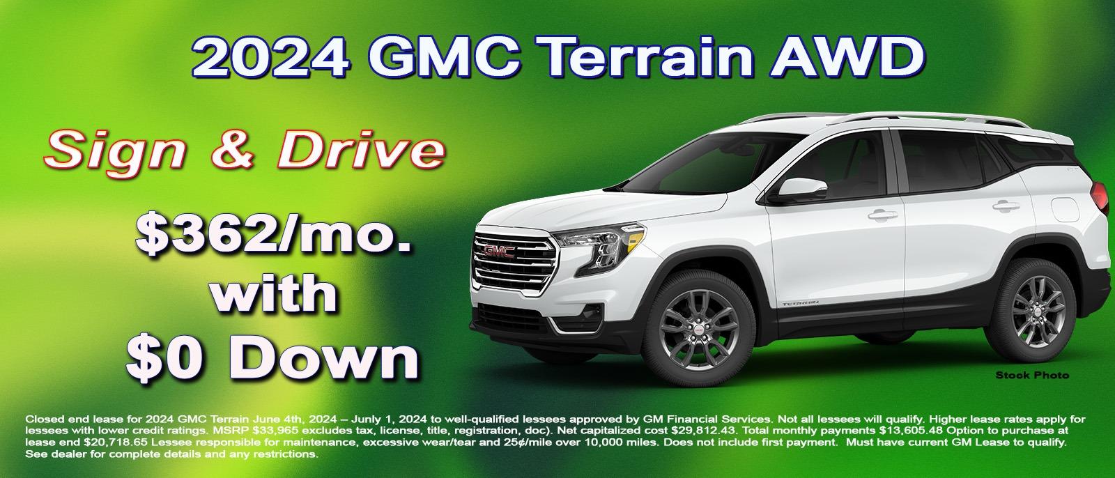 Choose Sign and Drive on your new 2024 GMC Terrain