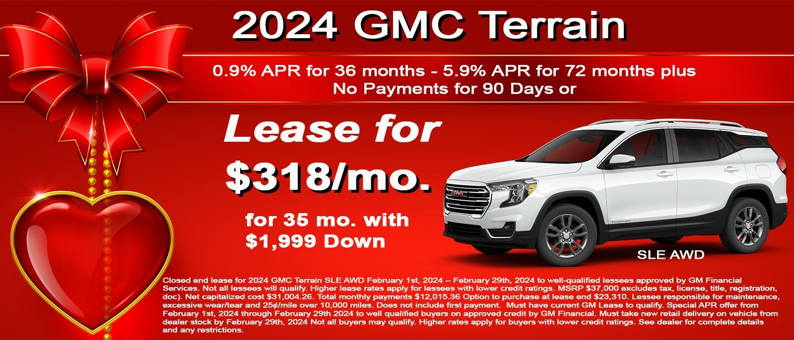 Get your new 2024 GMC Terrain for only $318 month