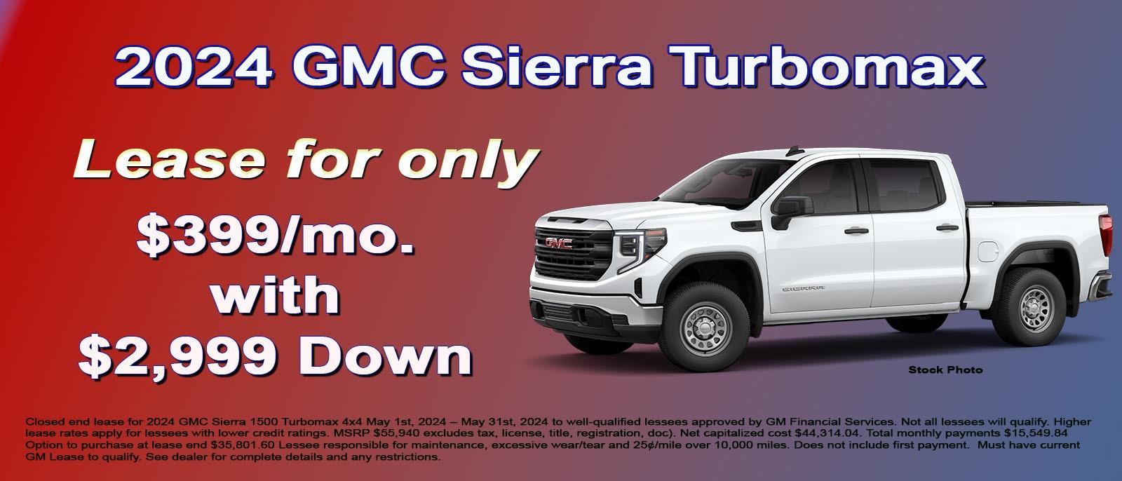 Lease your new GMC Sierra for only $399