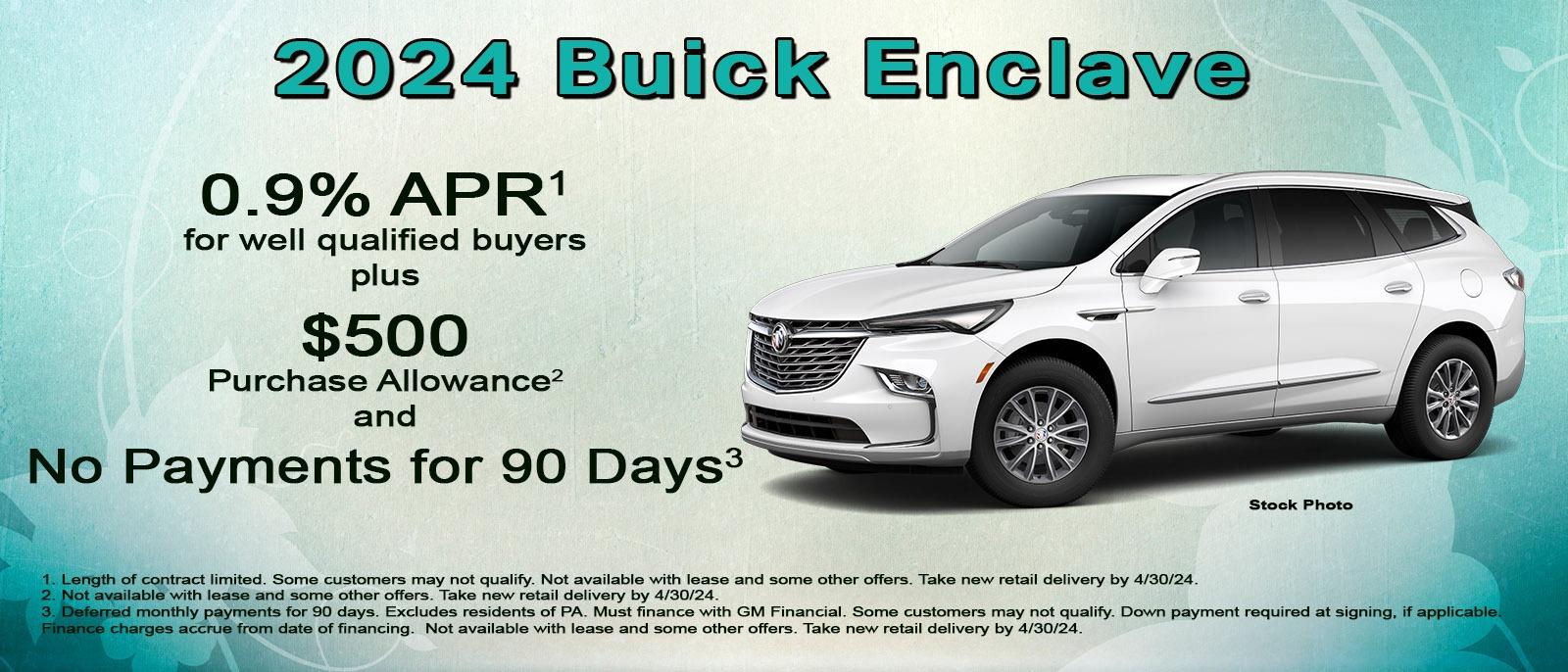 No payments on your new 2024 Buick Enclave