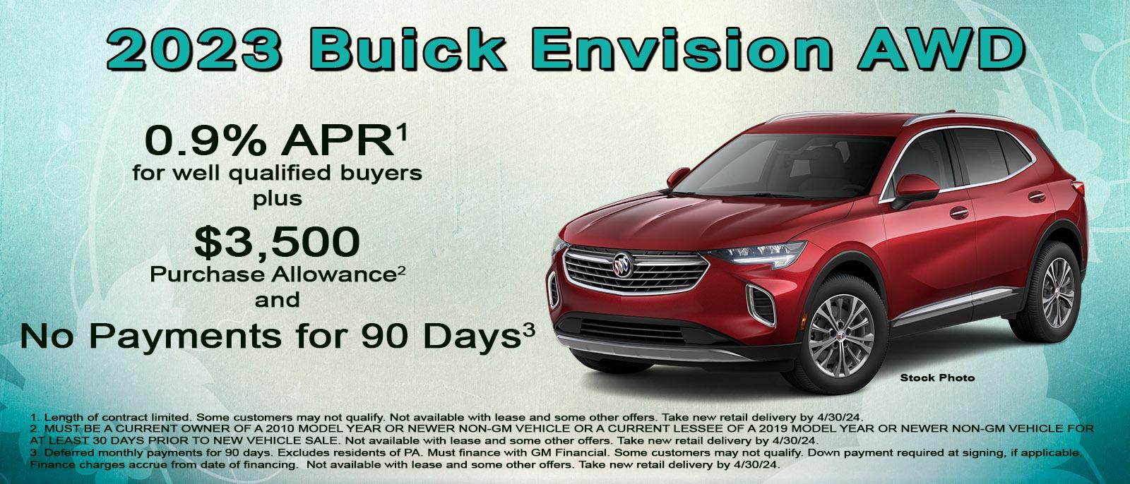 No payments and low APR on your new Buick Envision