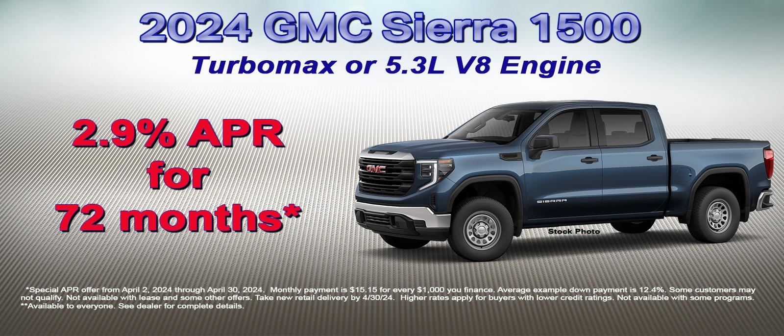 Get a 2.9 APR on your new GMC Sierra