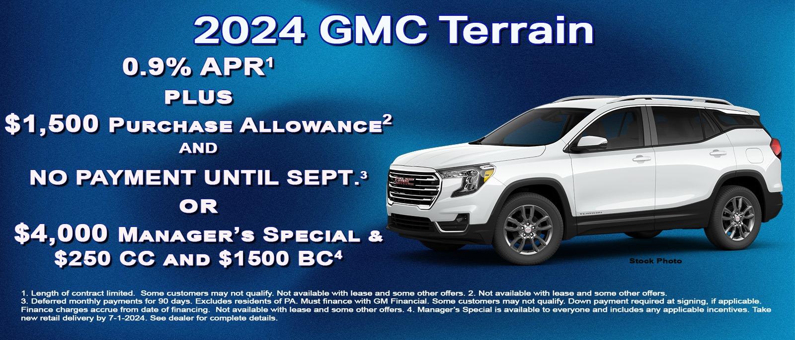 No payments on your new 2024 GMC Terrain