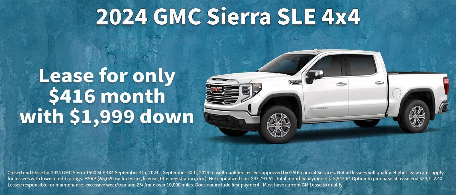 Lease your new GMC Sierra for $416 month