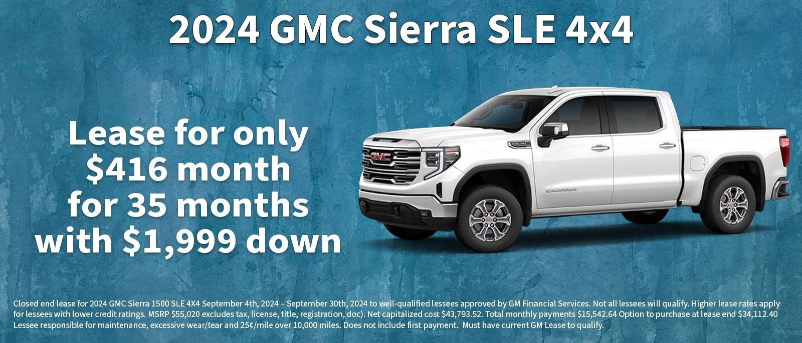 Lease your new GMC Sierra for $416 month