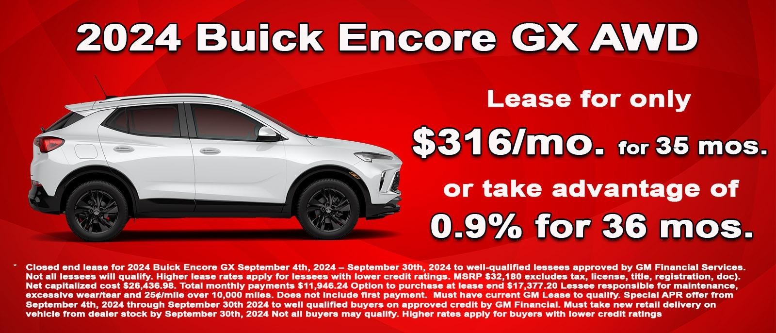 Lease your new Buick GX for only $315 per month