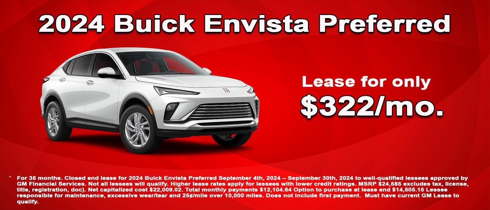 Lease your new Buick Envista for only $322 per month