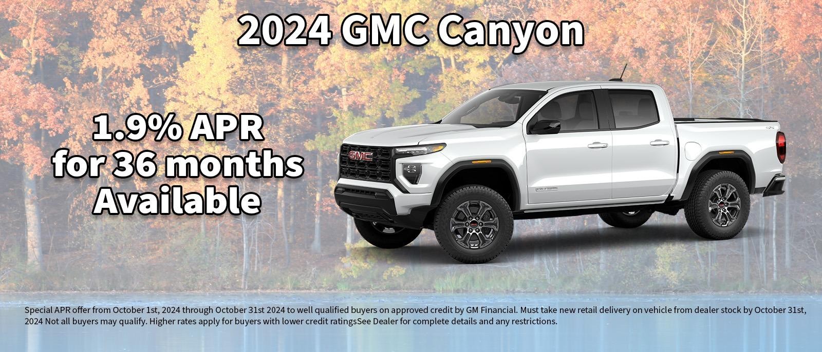 Get APR as low as 1.9% on your new GMC Canyon