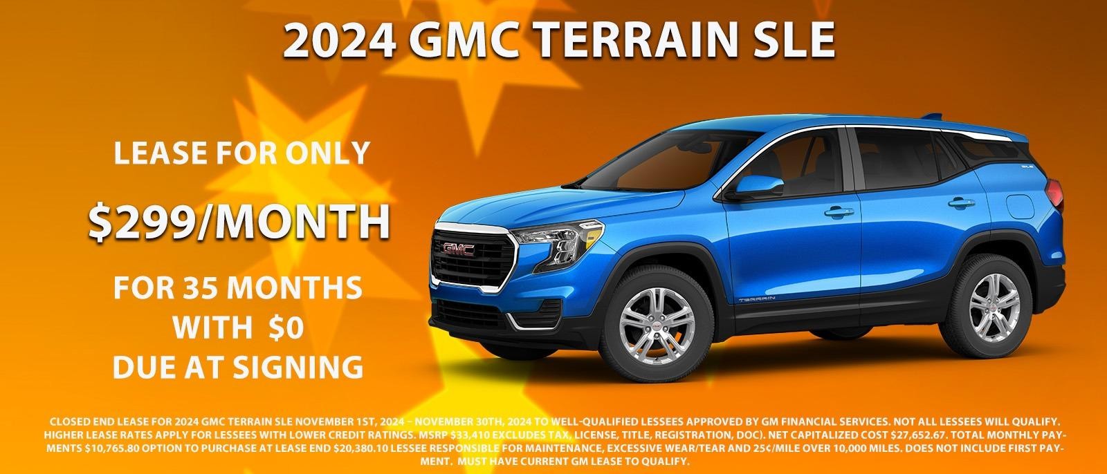 Lease your new GMC Terrain for only $299 per month