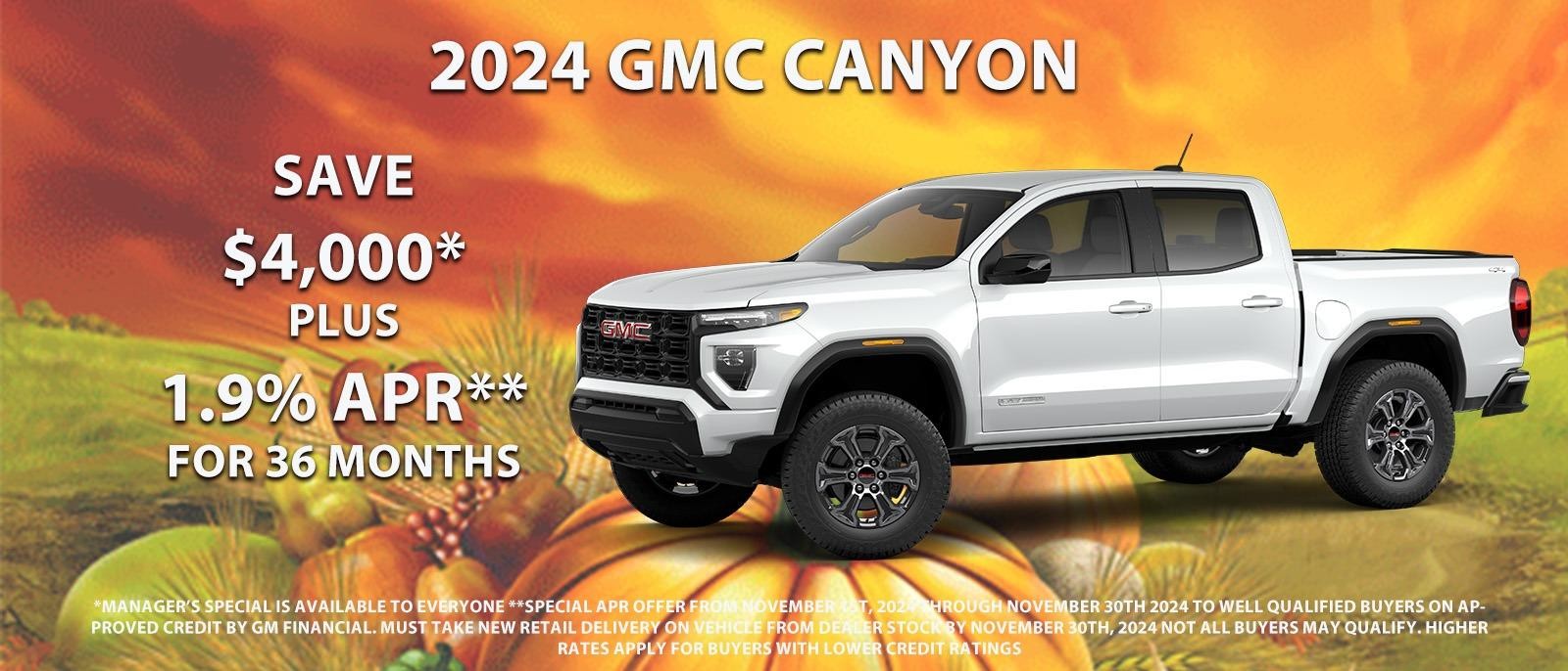 Save $4000 on your new GMC Canyon