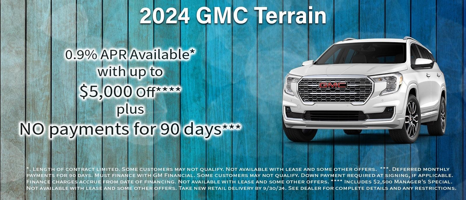 No payments for 90 days on your new GMC Terrain