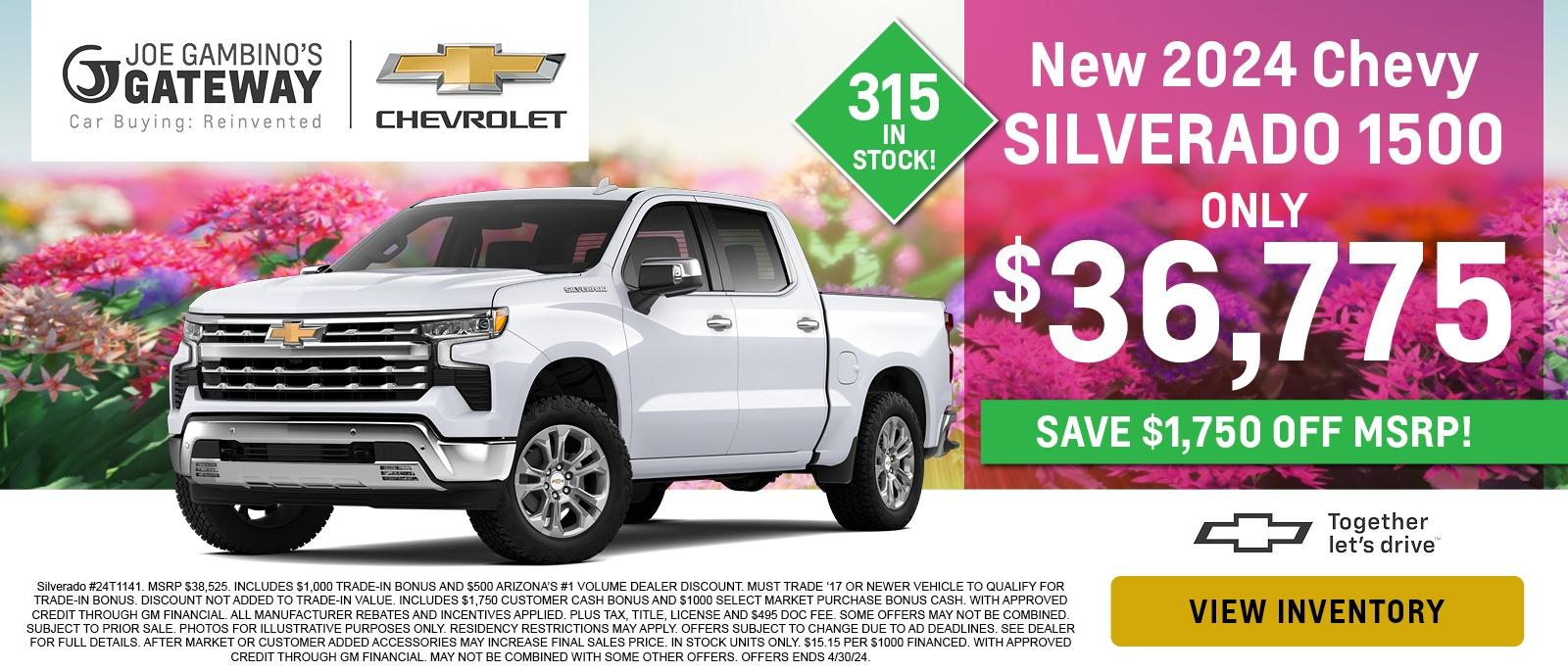 New 2024 Chevy Silverado 1500
Only $36,775
Save $1,750 off MSRP!