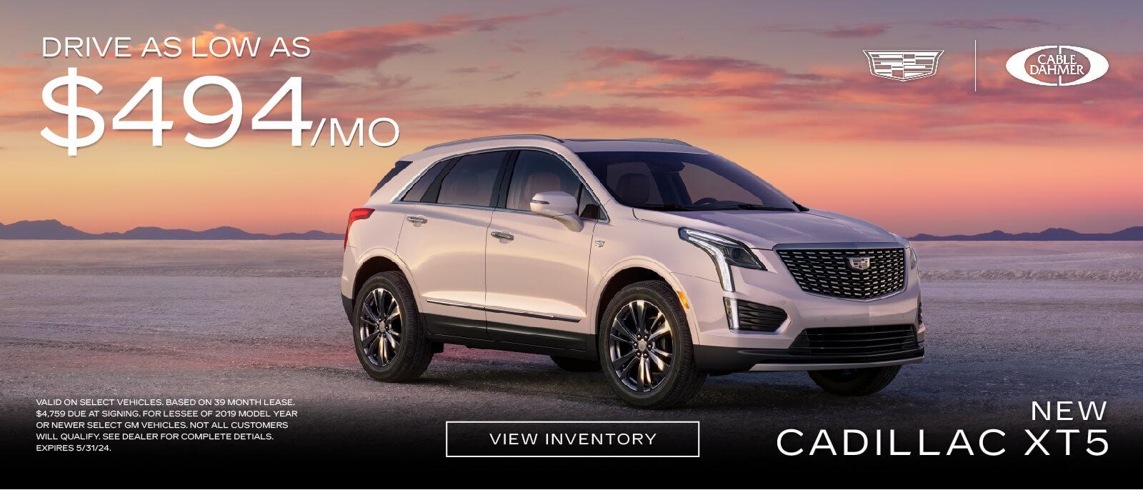 New Cadillac XT5 drive as low as $494 a month