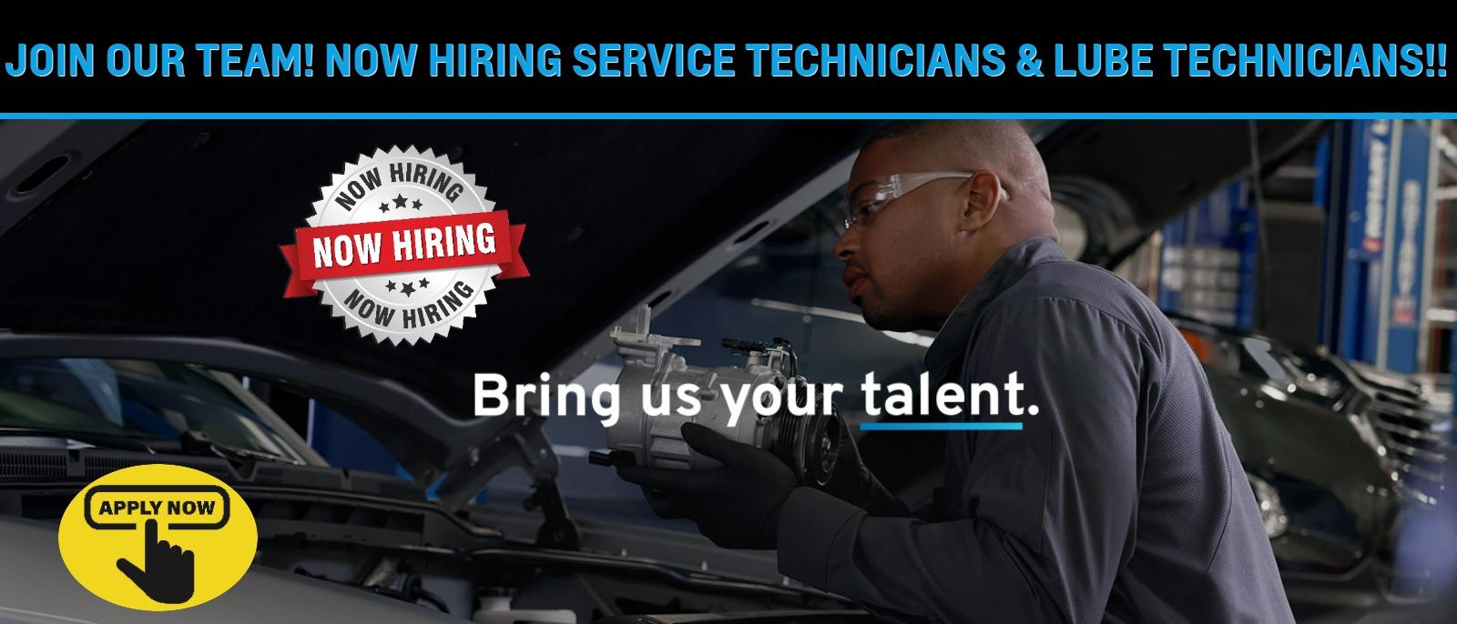JOIN OUR TEAM. NOW HIRING SERVICE TECHNICIANS. APPLY NOW.