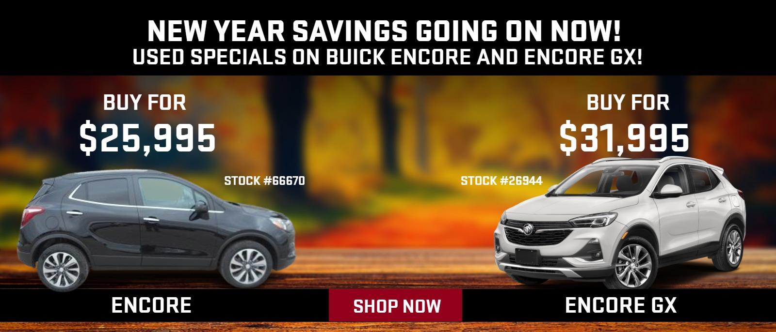 End of Summer Deals!
Used Specials on Buick Encore and Encore GX just in!
