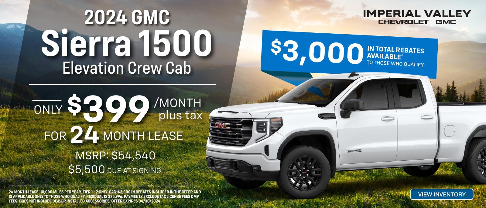 2024 GMC Sierra 1500 Elevation Crew Cab for $399 per month