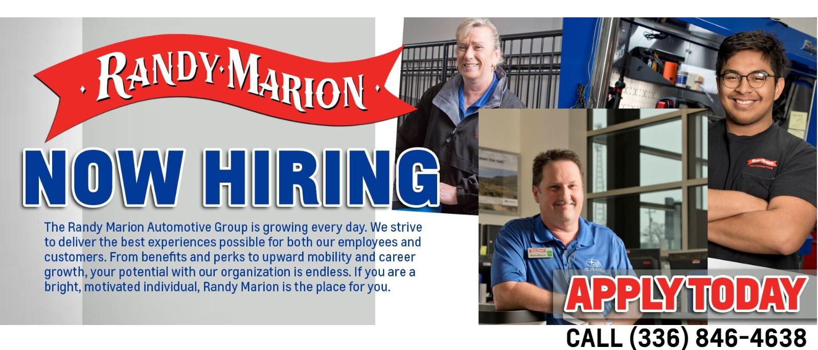 Randy Marion Chevrolet Buick GMC of West Jefferson Is Now Hiring!