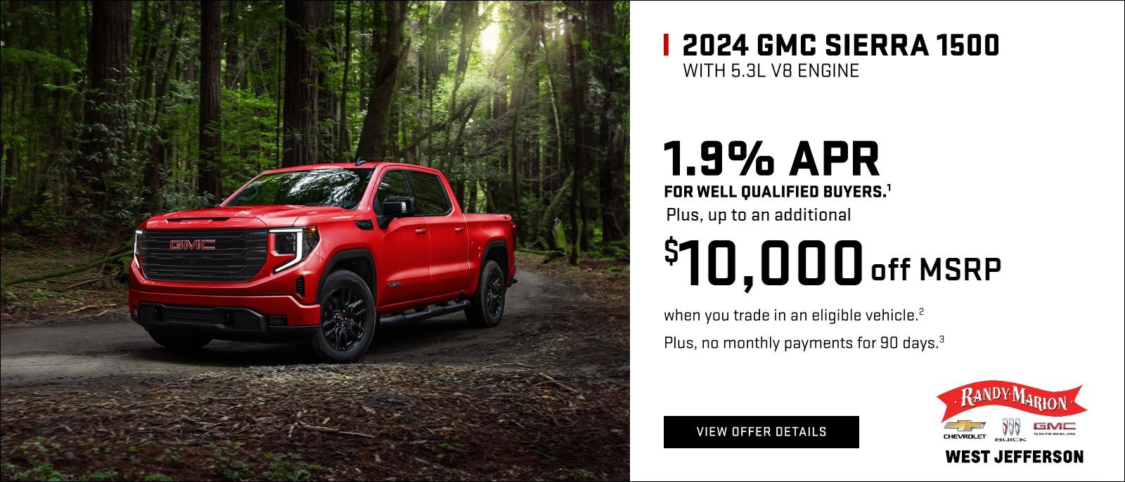 SAVE BIG ON 2024 GMC SIERRA 1500 MODELS AT RANDY MARION CHEVROLET BUICK GMC OF WEST JEFFERSON