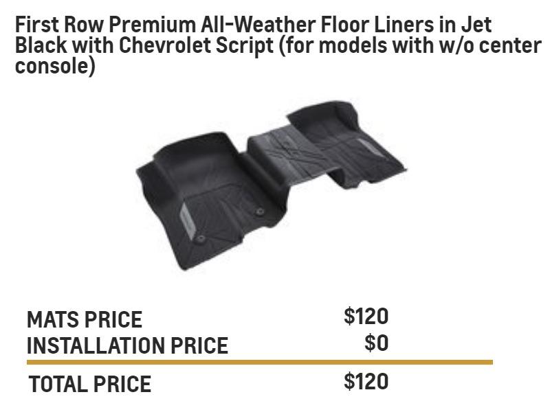 Chevrolet Accessories First- and Second-Row Premium All-Weather Floor Mats in Jet Black with Chevrolet Script