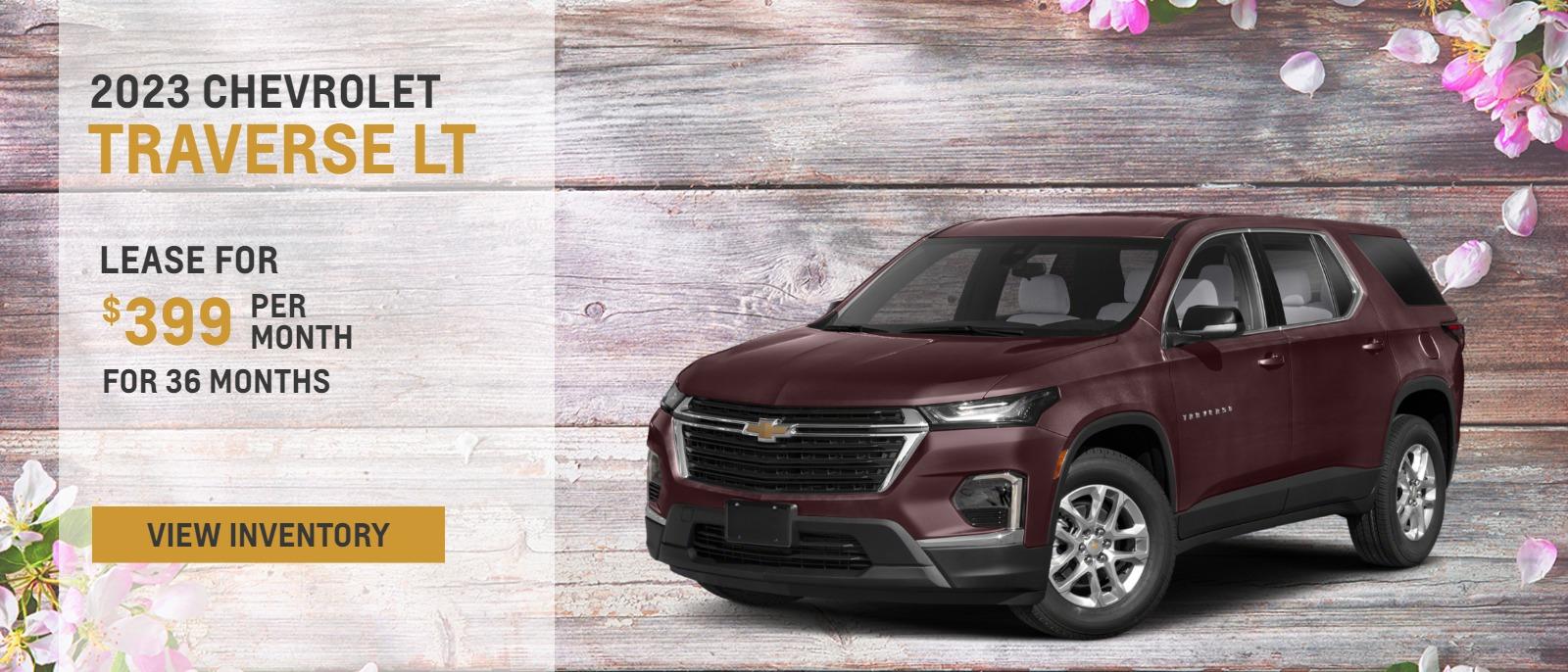 2023 Chevrolet Traverse LT
Lease for $399 per mo. 36 mos.