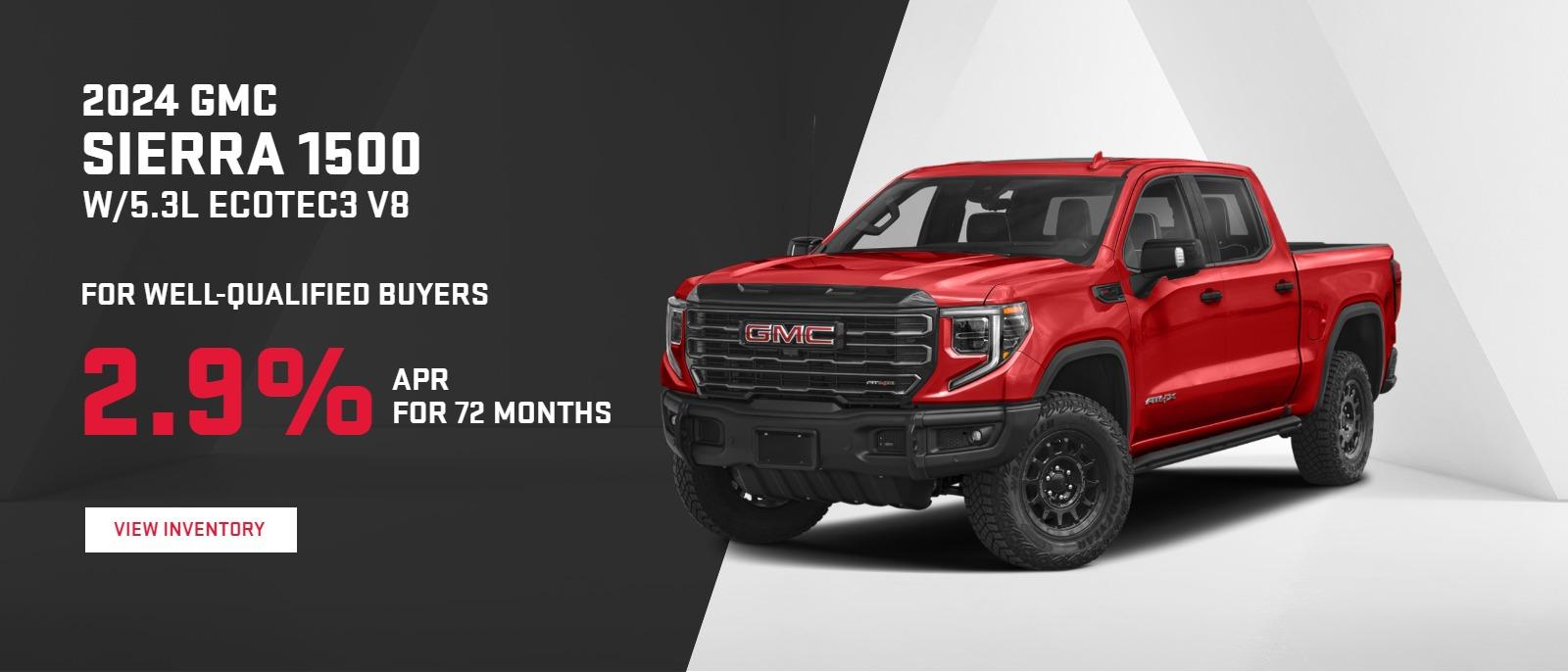 2024 GMC SIERRA 1500 W/5.3L ECOTEC3 V8

For Well-Qualified Buyers
2.9% APR for 72 months