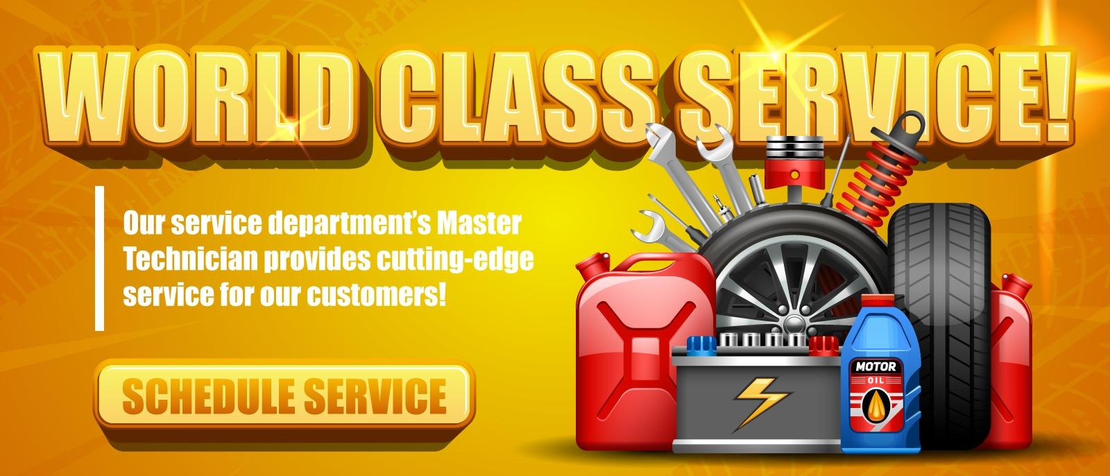 World Class Service 
Our service department's Master provides cutting-edge Technician service for our customers!