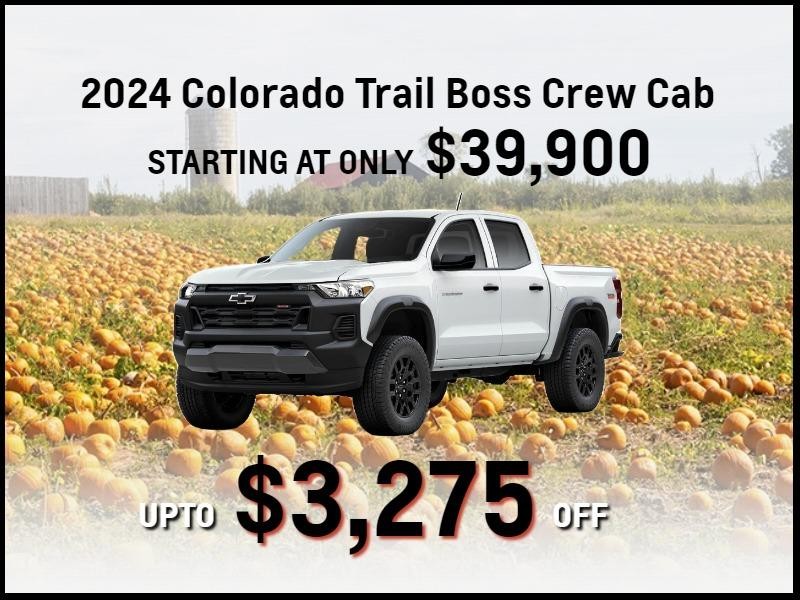 2024 Colorado Trail Boss Crew Cab
Up to $3,275 Off
Starting at Only $39,900